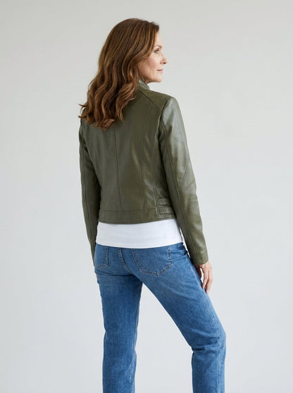 Chaqueta Biker de Polipiel con Cuello de Solapa