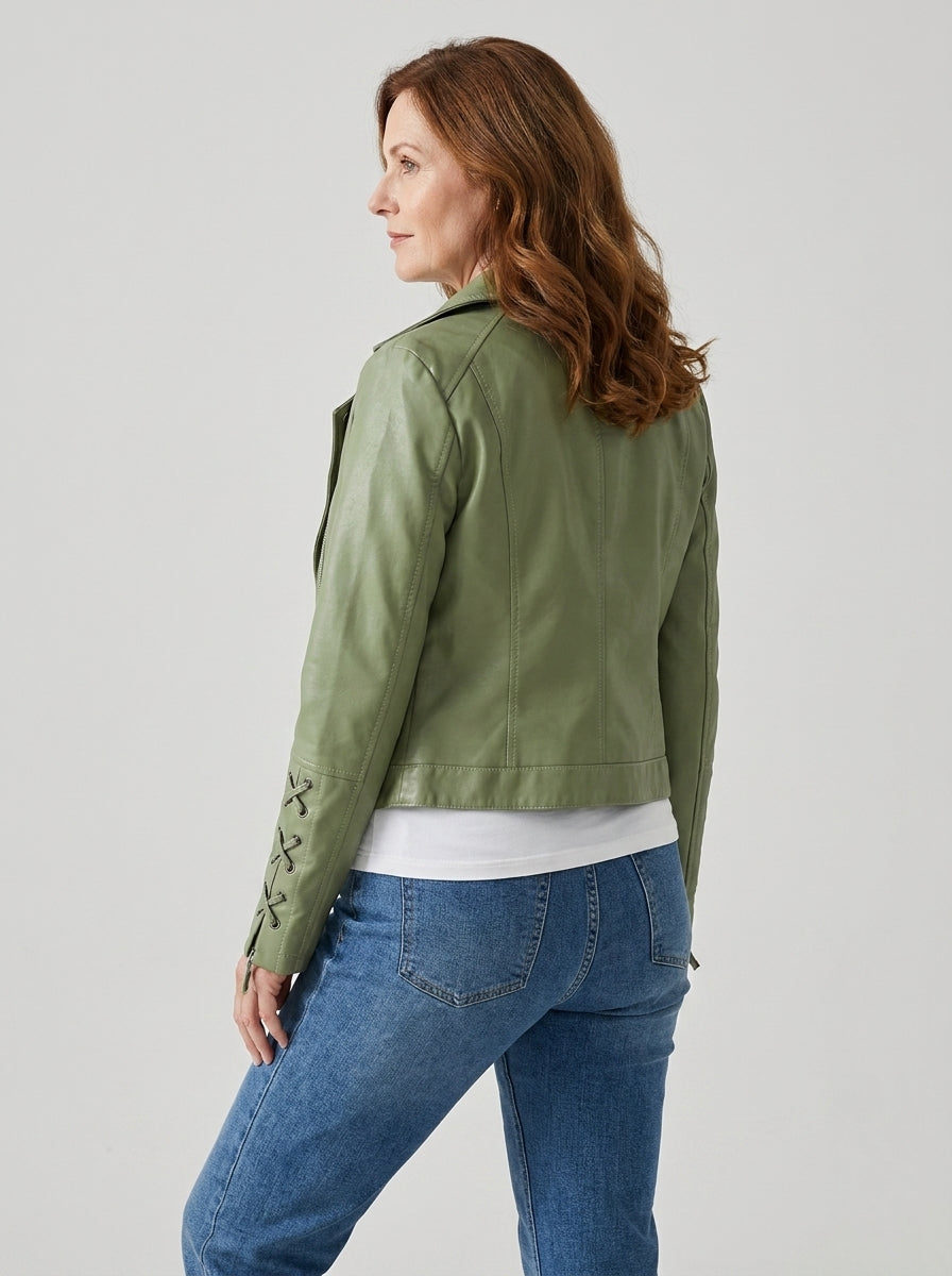 Chaqueta de Polipiel con Cremalleras Decorativas