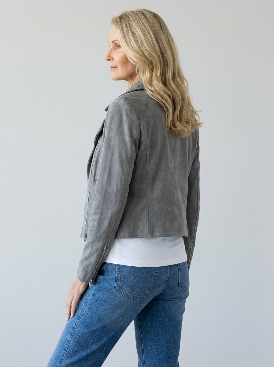 Chaqueta Corta Multicremallera con Cuello de Solapa