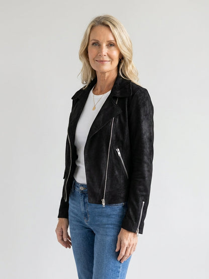 Chaqueta Corta Multicremallera con Cuello de Solapa
