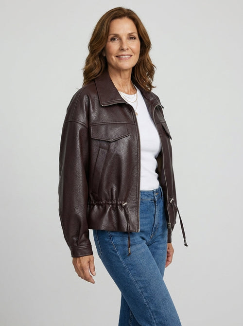 Chaqueta de Ante Sintético con Cordón Ajustable