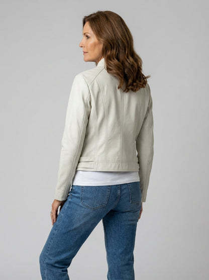 Chaqueta Biker de Polipiel con Cuello de Solapa