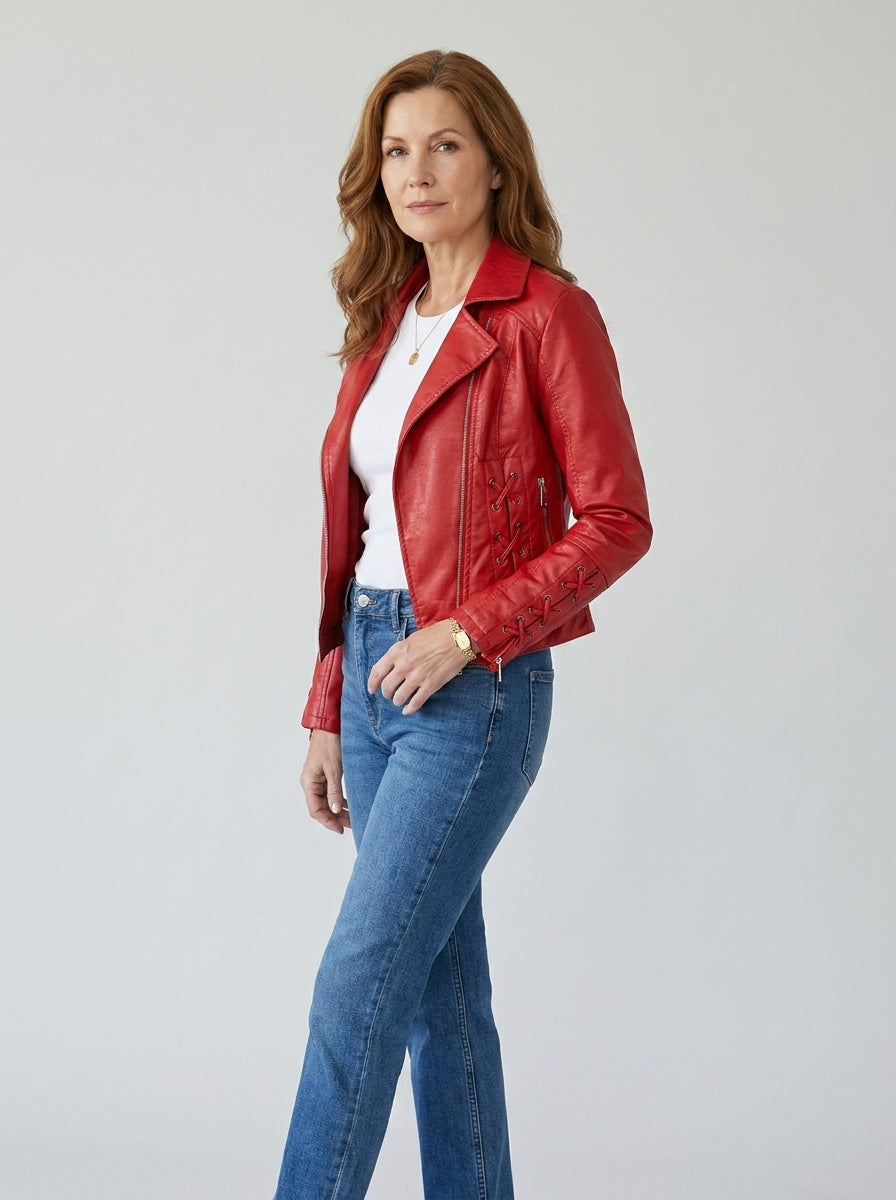 Chaqueta de Polipiel con Cremalleras Decorativas