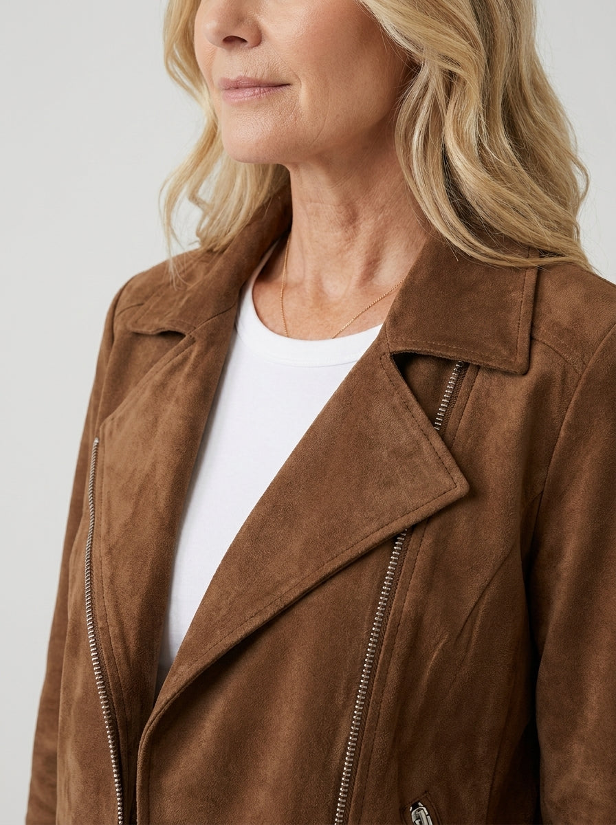 Chaqueta Corta Multicremallera con Cuello de Solapa