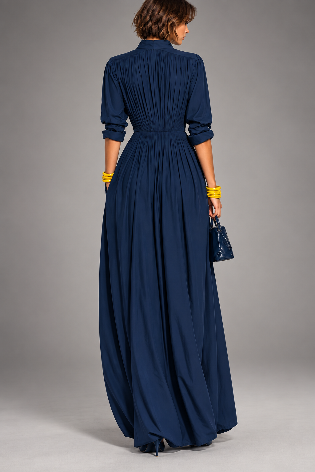Violeta | Vestido Largo Plisado con Escote en V