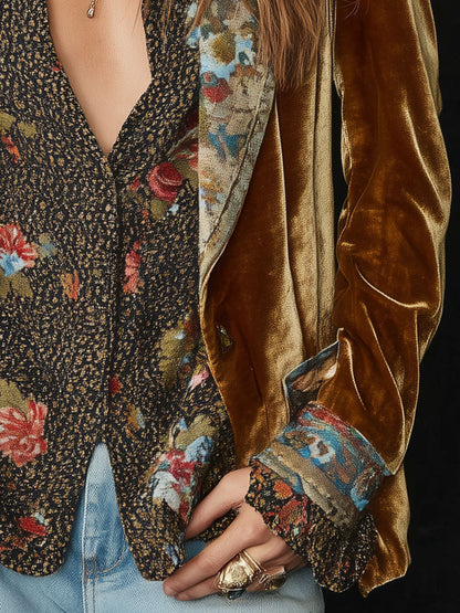 Barbara | Blazer Patchwork Estampado Floral Vintage