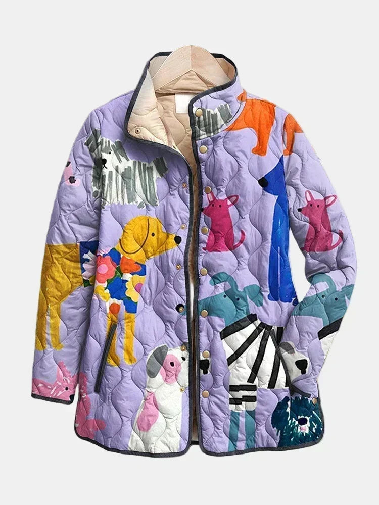 Chaqueta Acolchada con Estampado de Perros