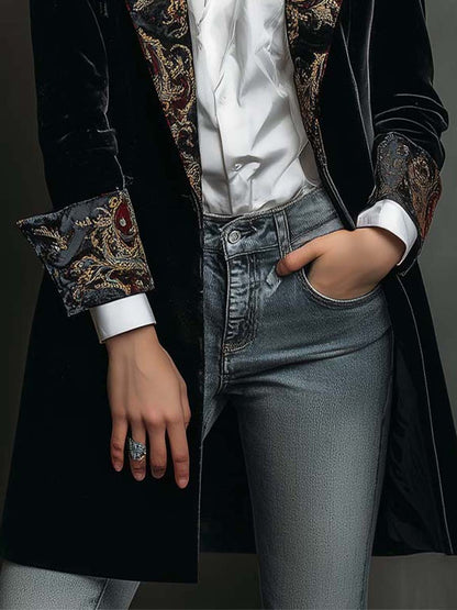 Claudia | Blazer Ajustado Estampado Barroco Negro