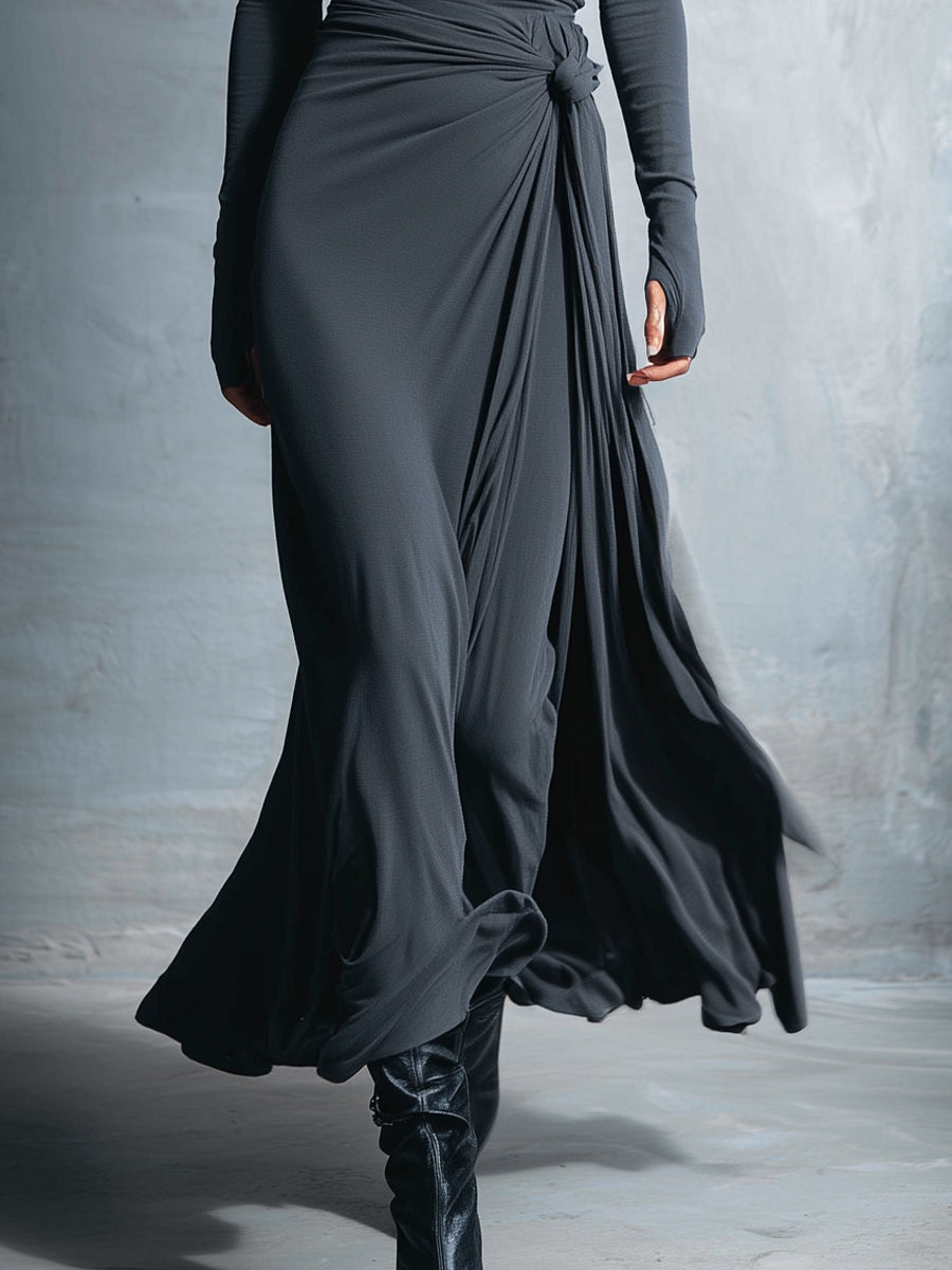 Ilinca | Vestido maxi con nudo lateral