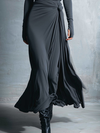 Ilinca | Vestido maxi con nudo lateral