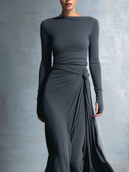 Ilinca | Vestido maxi con nudo lateral