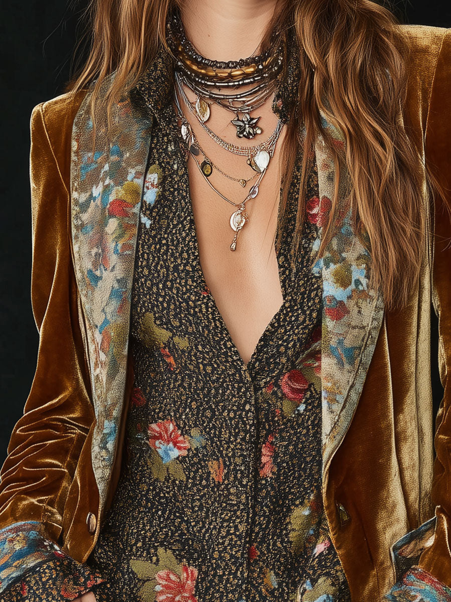 Barbara | Blazer Patchwork Estampado Floral Vintage