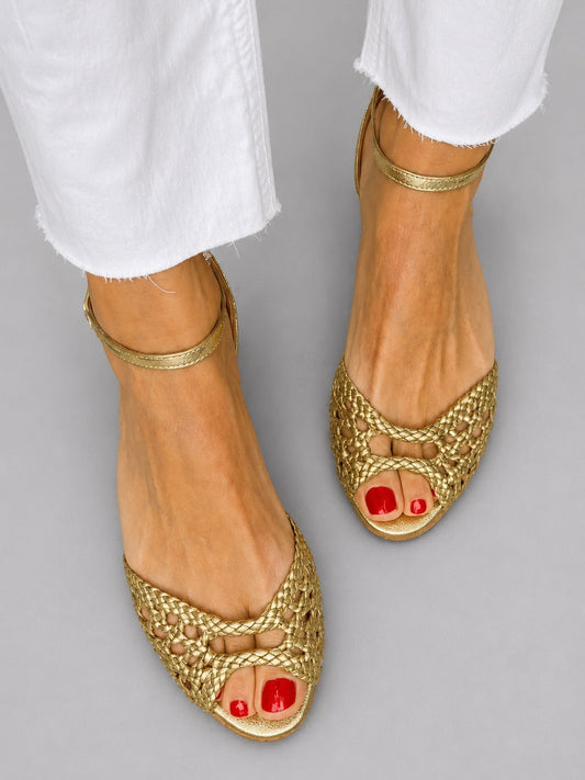 Isadora | Sandalias Doradas Trenzadas