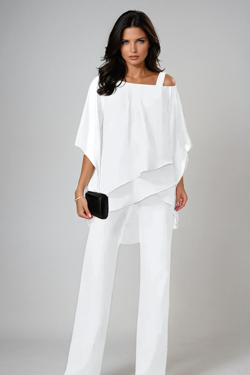 Conjunto Poncho Asimétrico y Pantalón Fluido