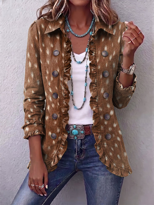 Chaqueta de Estampado Animal con Volantes