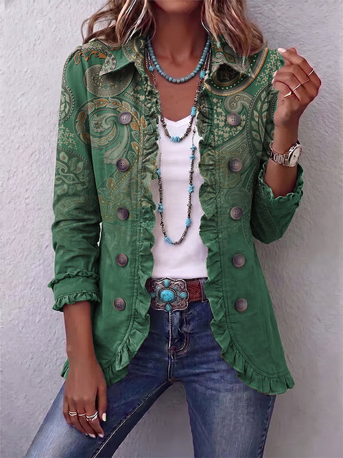 Chaqueta Paisley Verde con Volantes