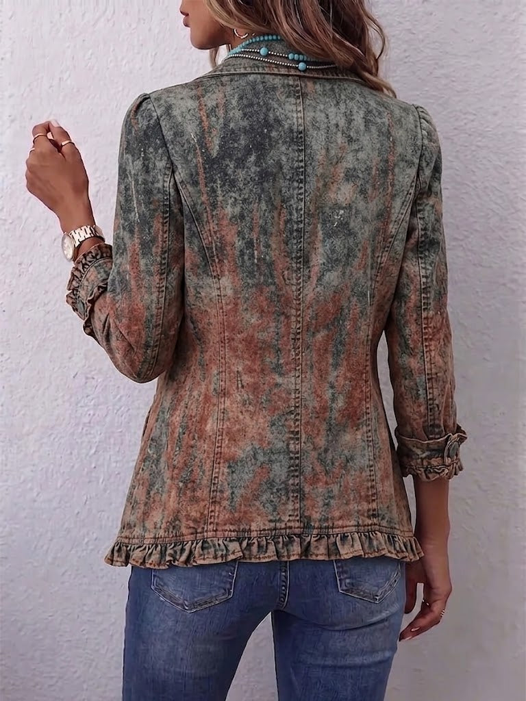 Chaqueta Texturizada Degradada con Volantes