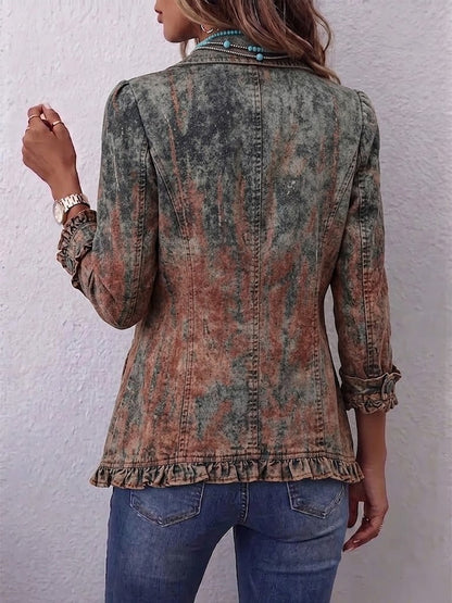 Chaqueta Texturizada Degradada con Volantes