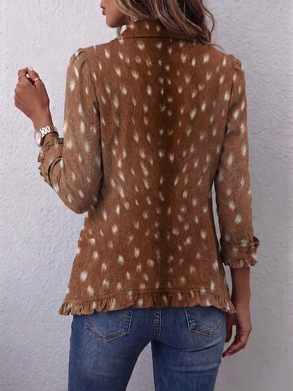 Chaqueta de Estampado Animal con Volantes