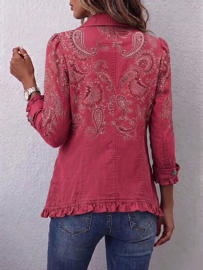 Chaqueta Paisley Rosa con Volantes
