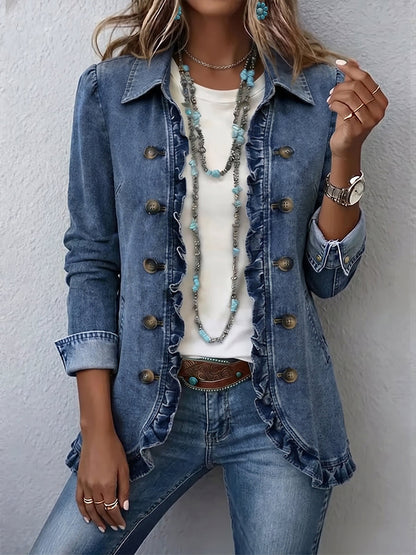 Chaqueta de Volantes en Azul Medio