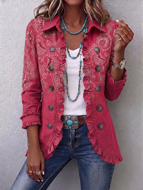 Chaqueta Paisley Rosa con Volantes