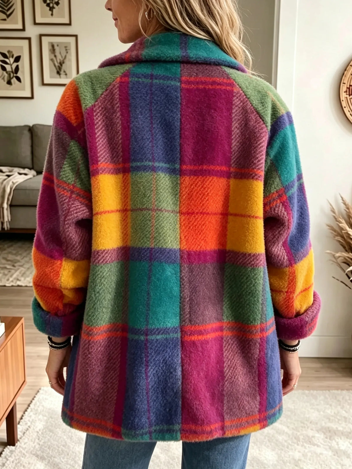 Chaqueta de Cuadros Grandes Multicolor