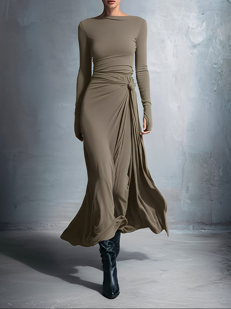 Ilinca | Vestido maxi con nudo lateral