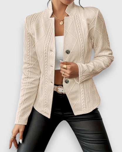Chaqueta de Punto con Cuello Alto y Botones