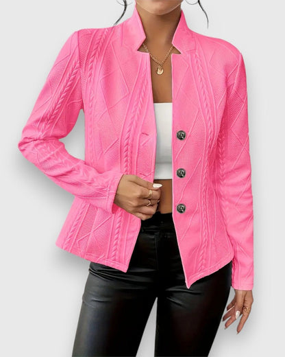 Chaqueta de Punto con Cuello Alto y Botones