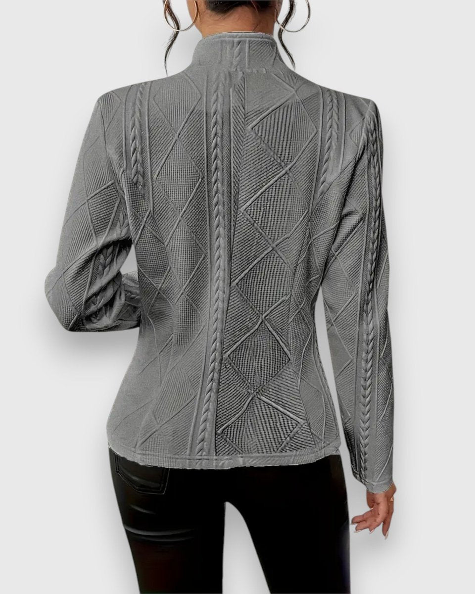 Chaqueta de Punto con Cuello Alto y Botones