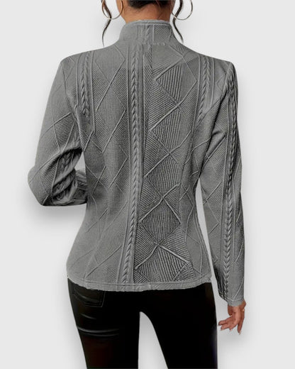 Chaqueta de Punto con Cuello Alto y Botones