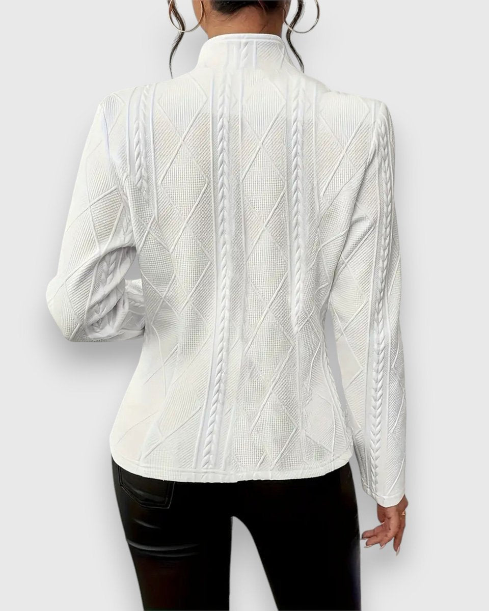 Chaqueta de Punto con Cuello Alto y Botones