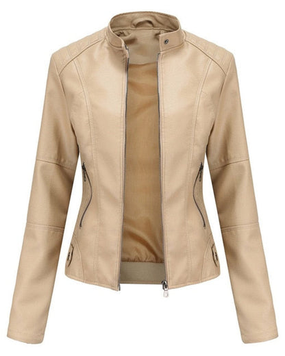 Chaqueta Biker con Cuello Mao