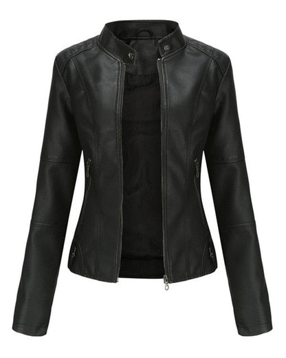 Chaqueta Biker con Cuello Mao