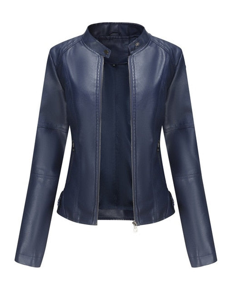 Chaqueta Biker con Cuello Mao