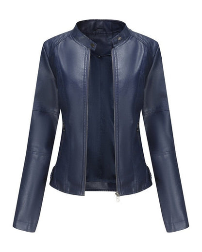 Chaqueta Biker con Cuello Mao