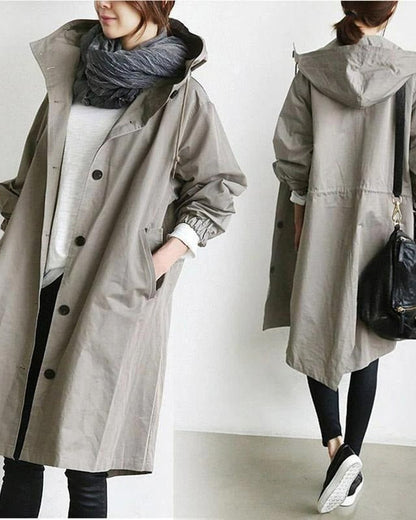 Abrigo Oversize con Capucha y Botones