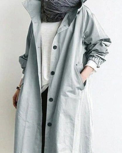 Abrigo Oversize con Capucha y Botones