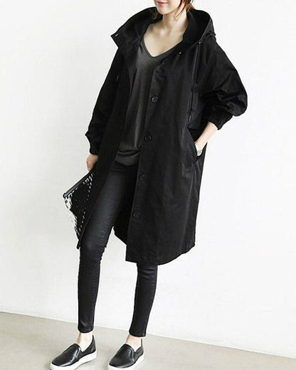 Abrigo Oversize con Capucha y Botones
