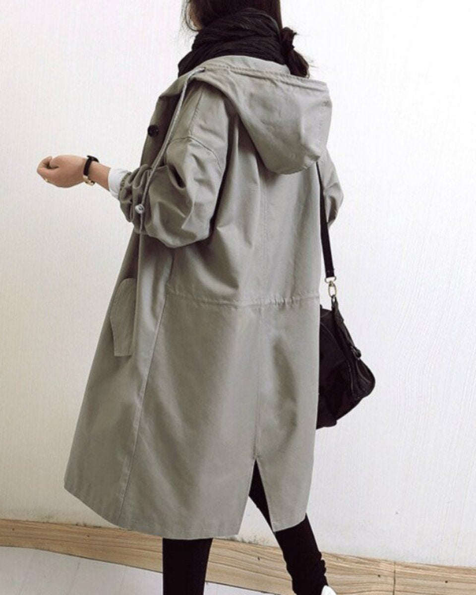 Abrigo Oversize con Capucha y Botones