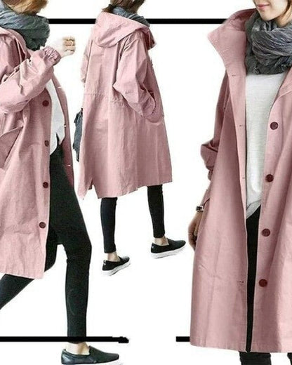 Abrigo Oversize con Capucha y Botones