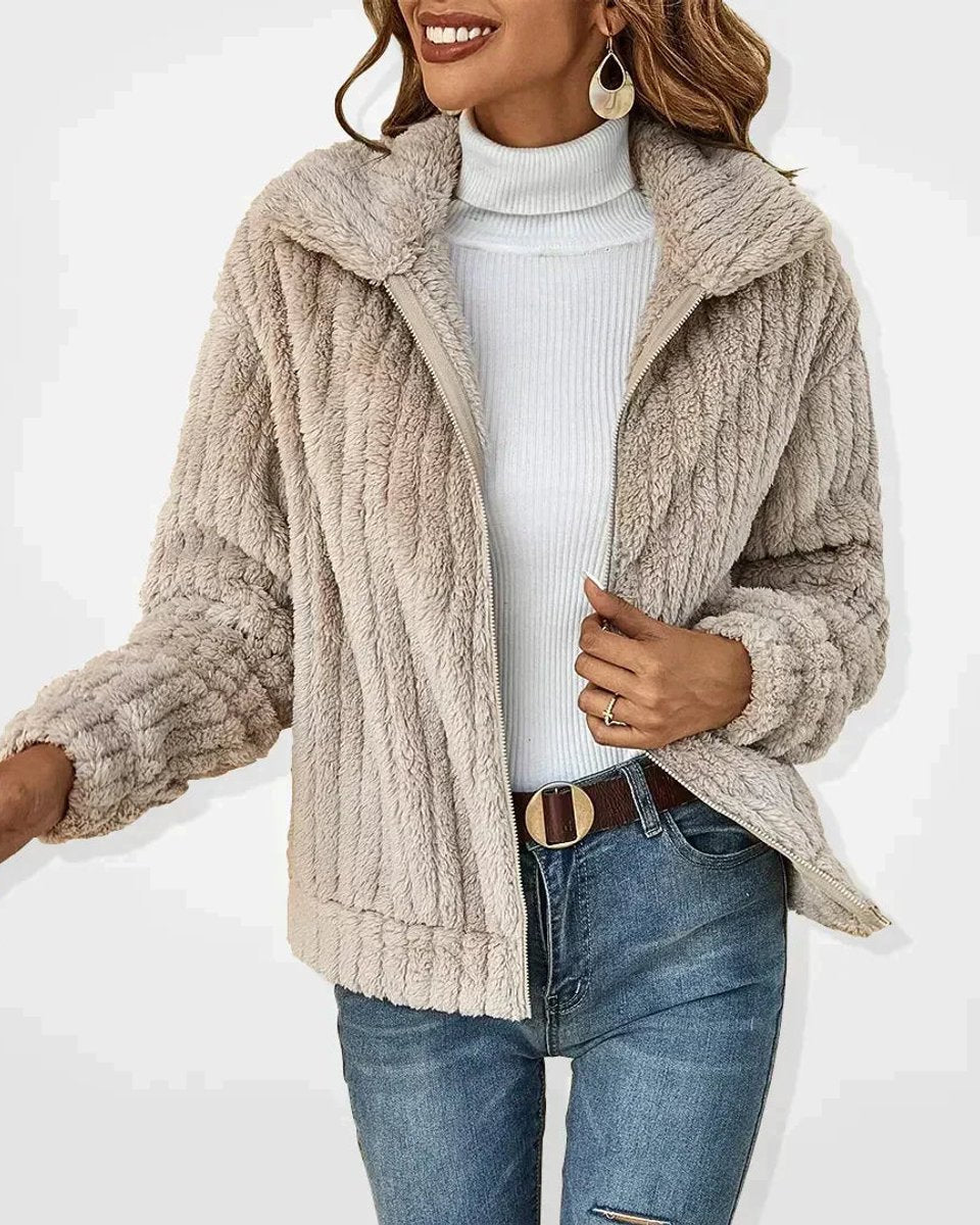 Chaqueta de Pelo Suave con Cremallera