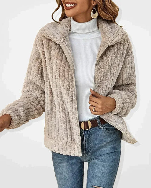 Chaqueta de Pelo Suave con Cremallera