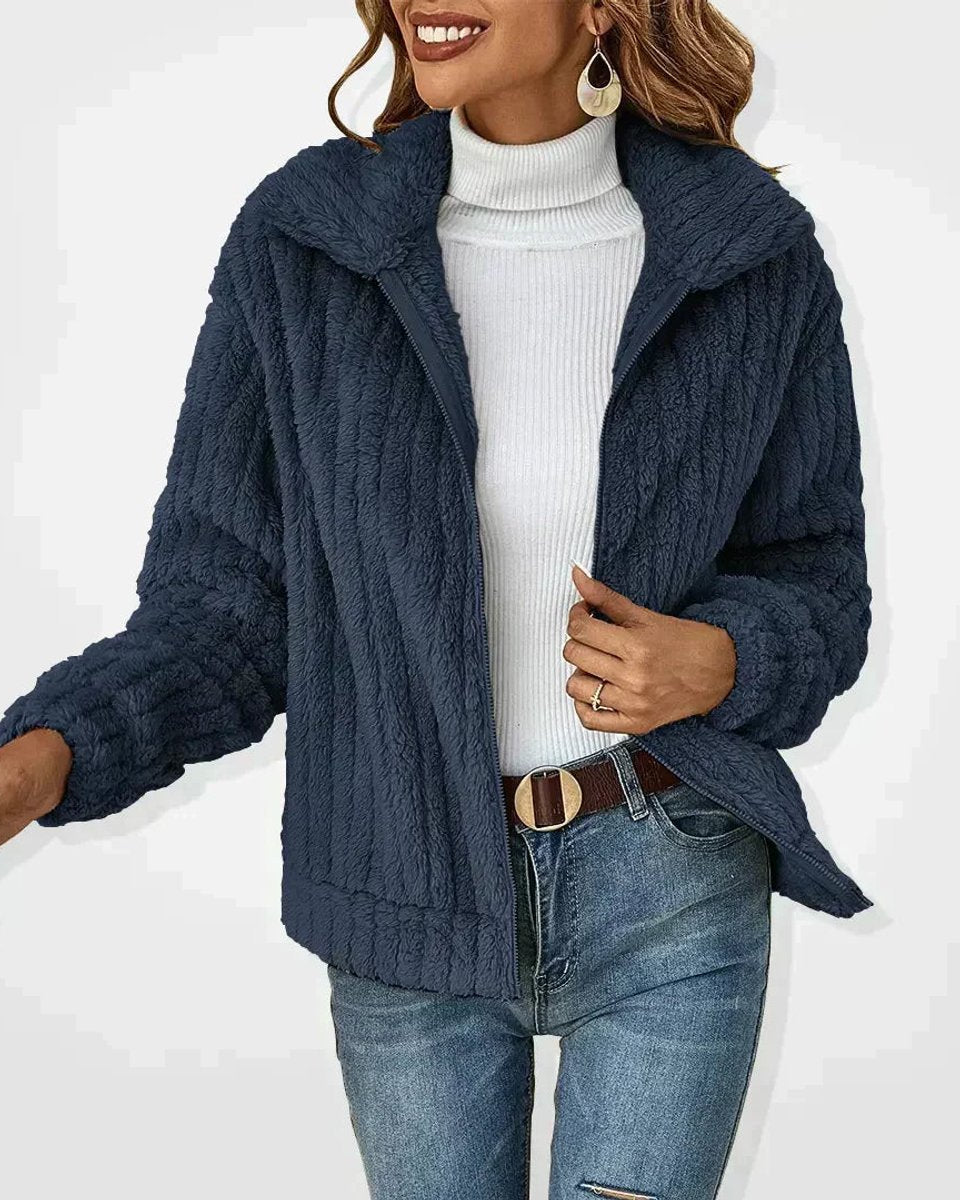 Chaqueta de Pelo Suave con Cremallera