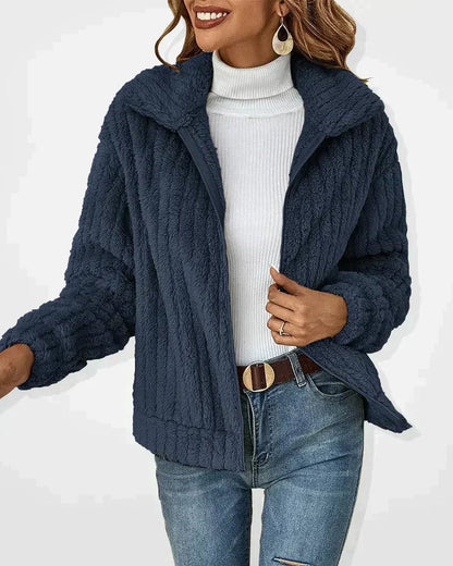 Chaqueta de Pelo Suave con Cremallera