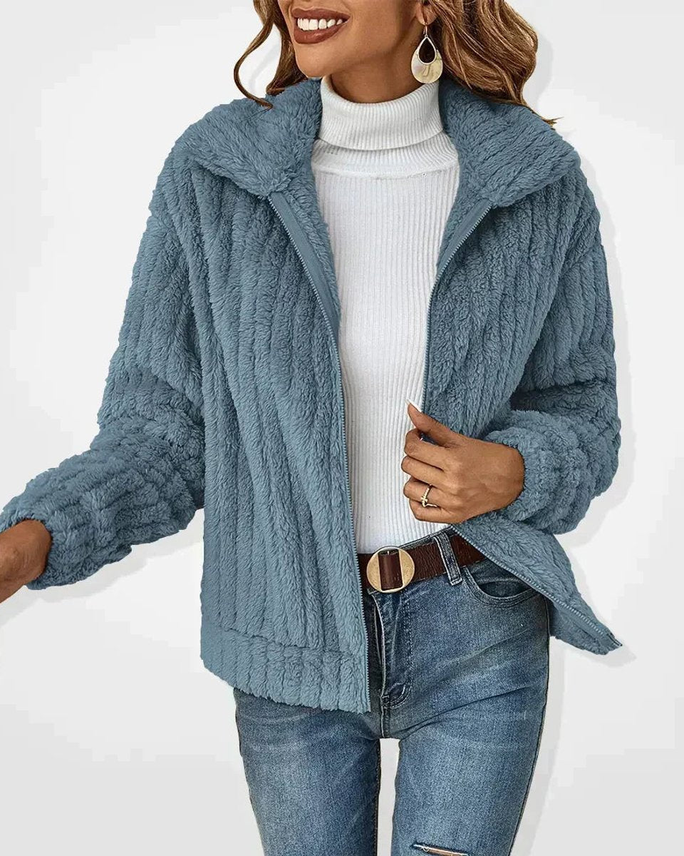 Chaqueta de Pelo Suave con Cremallera