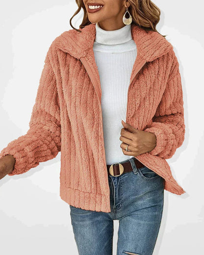 Chaqueta de Pelo Suave con Cremallera