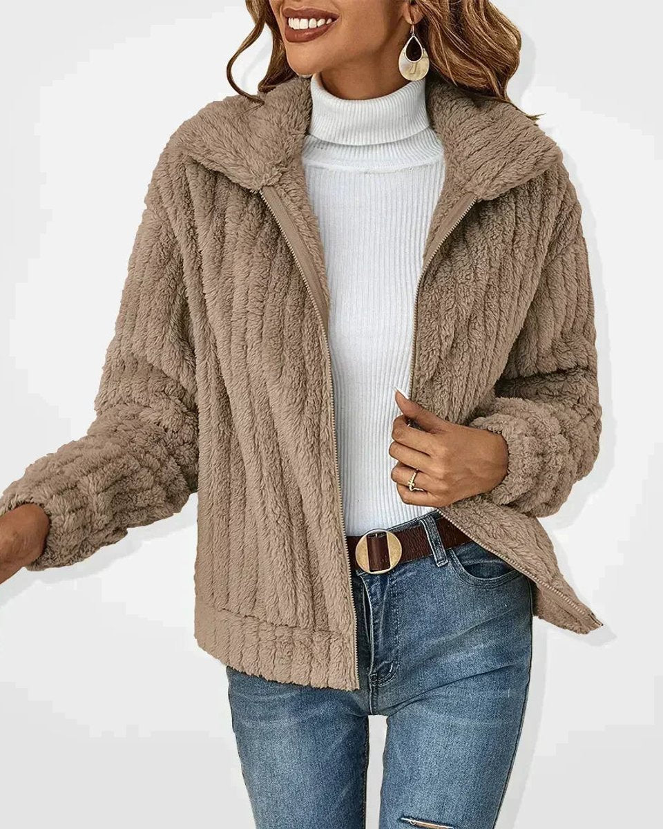 Chaqueta de Pelo Suave con Cremallera