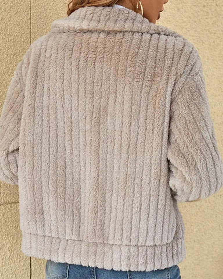 Chaqueta de Pelo Suave con Cremallera